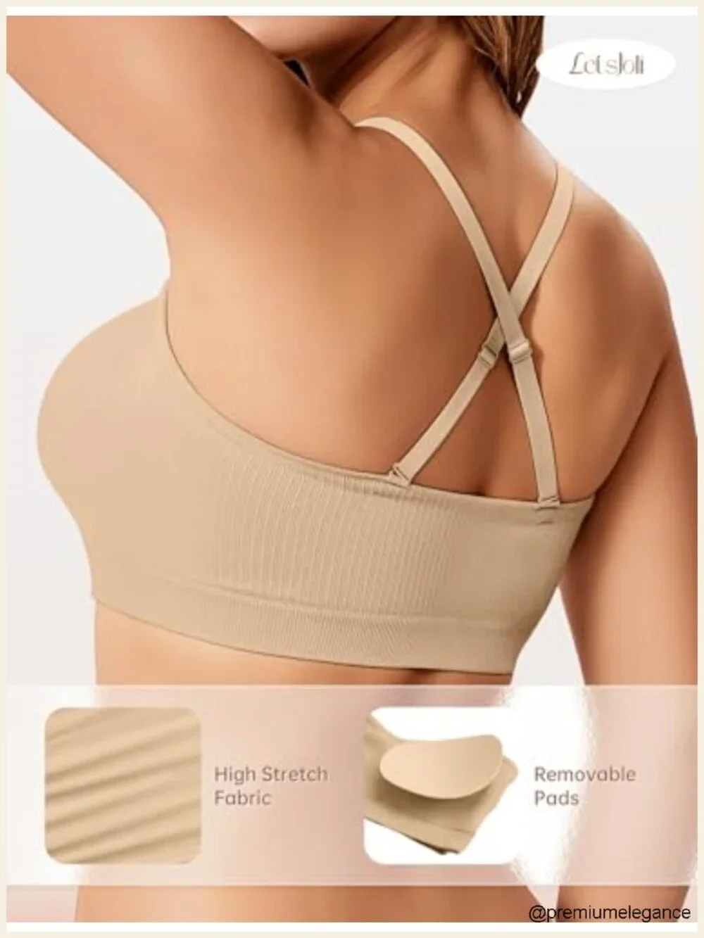 Strapless Push Up Bandeau Bra Wireless Padded Non-Slip w/ Adjustable Straps